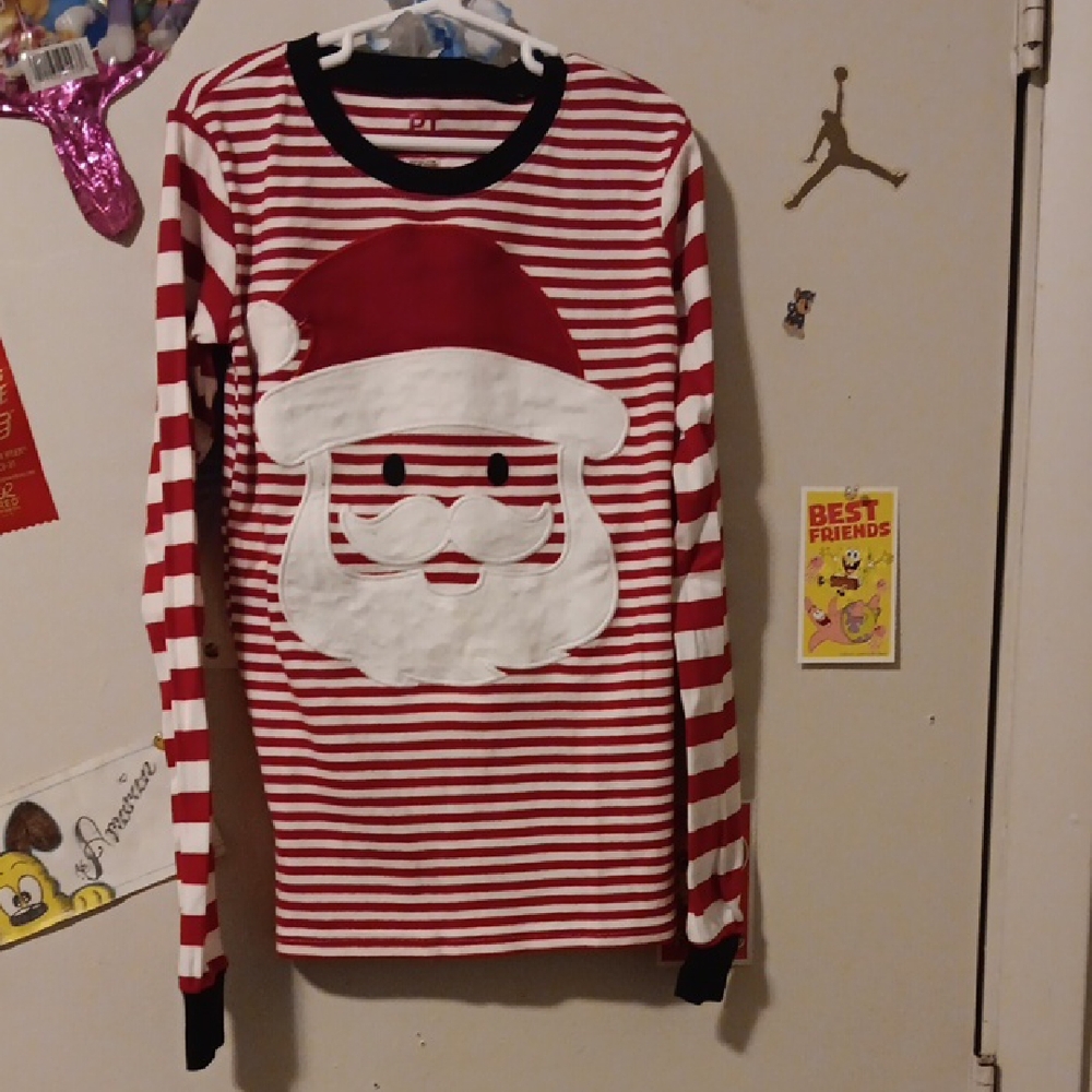 Kids Red & White Santa Stripe Holiday Pajama Snug Fit Long Sleeve